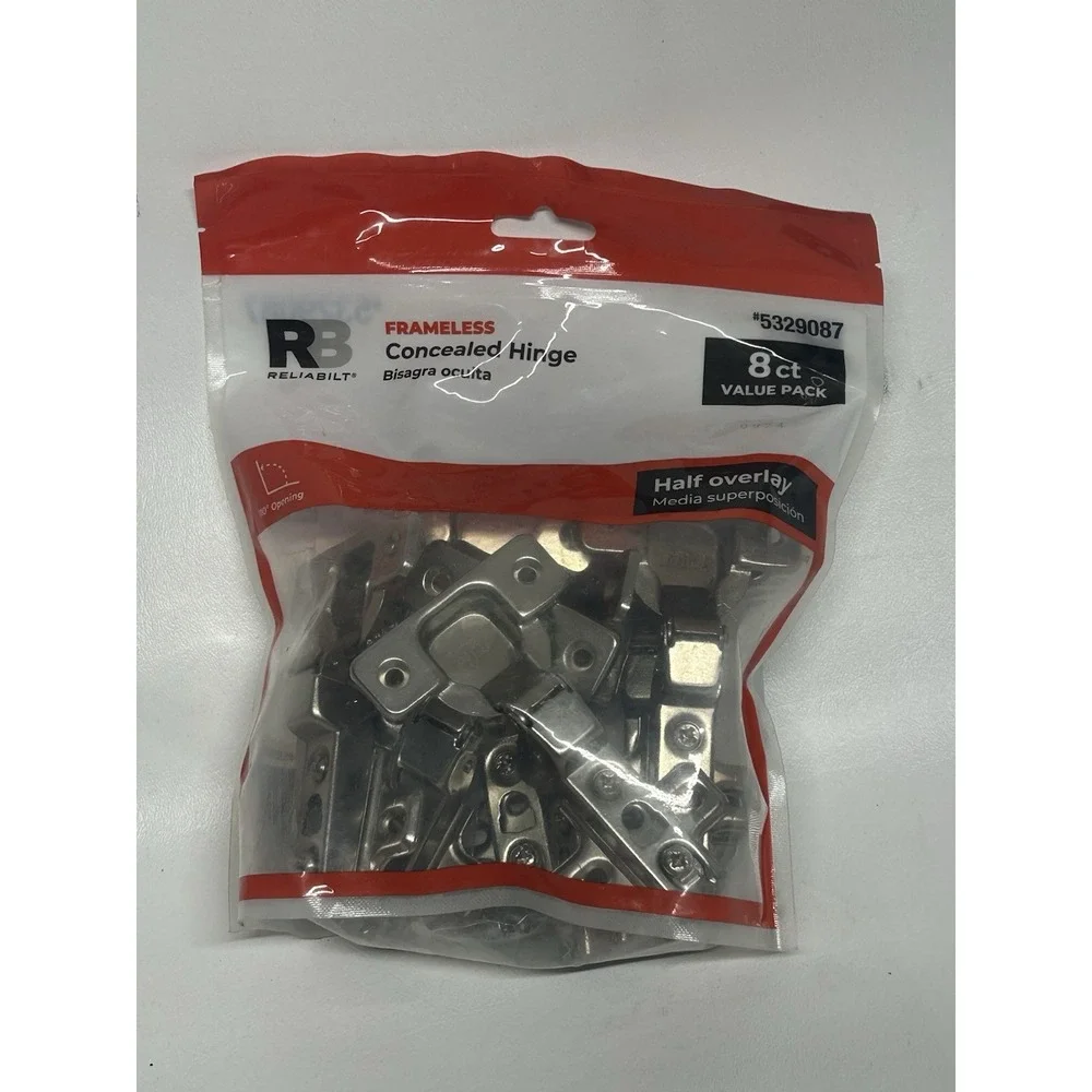 Frameless Concealed Hinge (8 Pack) with Screws Half Overlay Soft Closing 5329087